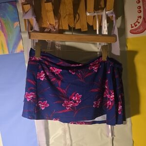 Tommy Bahama Blue and Pink Floral Swim Skirt